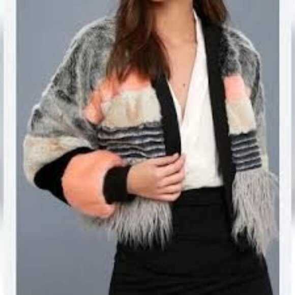 Young Fabulous & Broke On The Road Tokyo Faux Fur Jacket M/L - Picture 1 of 6